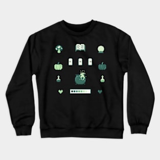 Pixel Art Witch Set Green Crewneck Sweatshirt